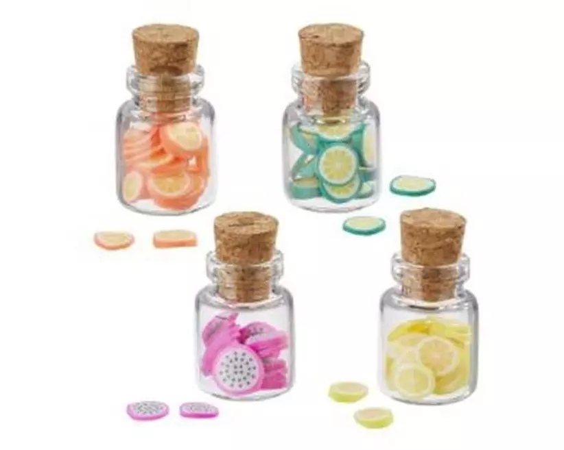 HobbyFun Mini-Utensilien Gläser mit Früchten 2.2 x 1.3 cm, 4 Stück