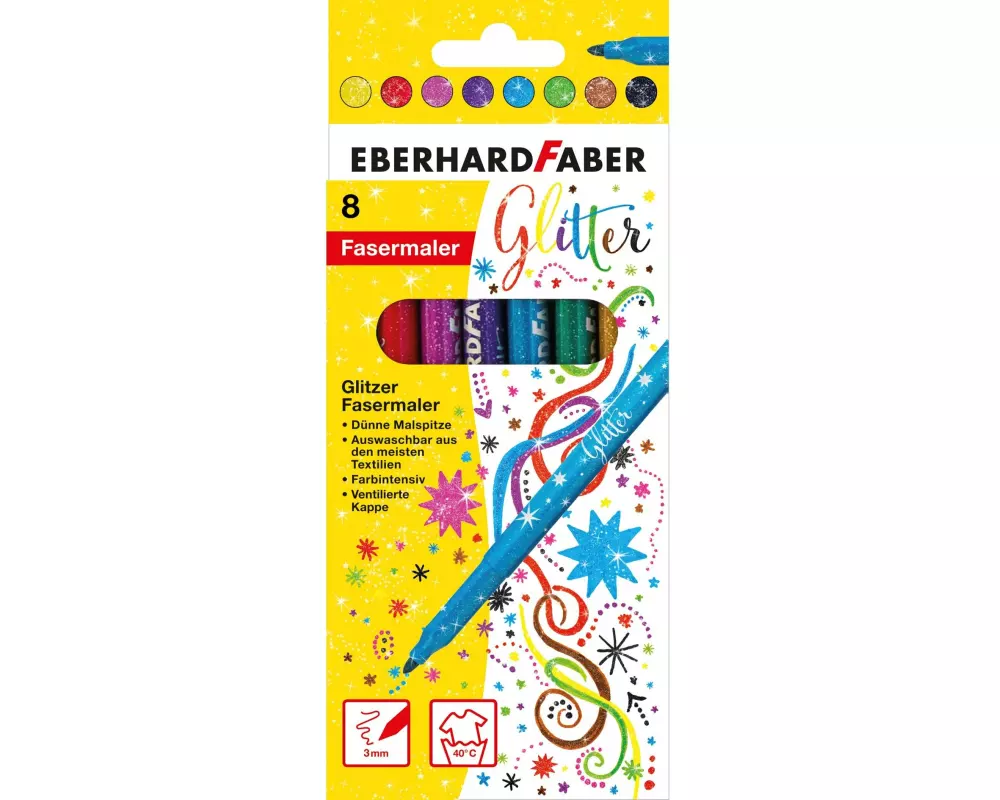 Eberhard Faber Filzstift Glitter, 8er Kartonetui