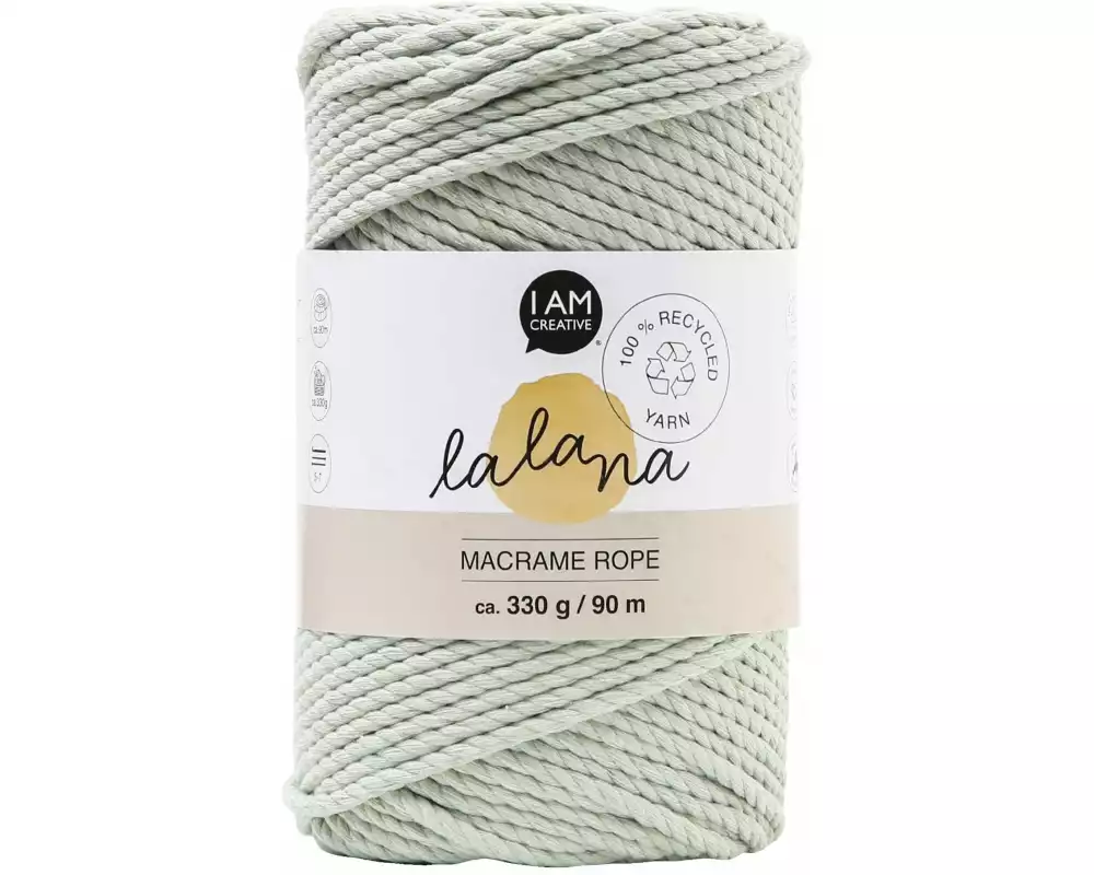 lalana Wolle Makramee Rope 3 mm, 330 g, Graugrün