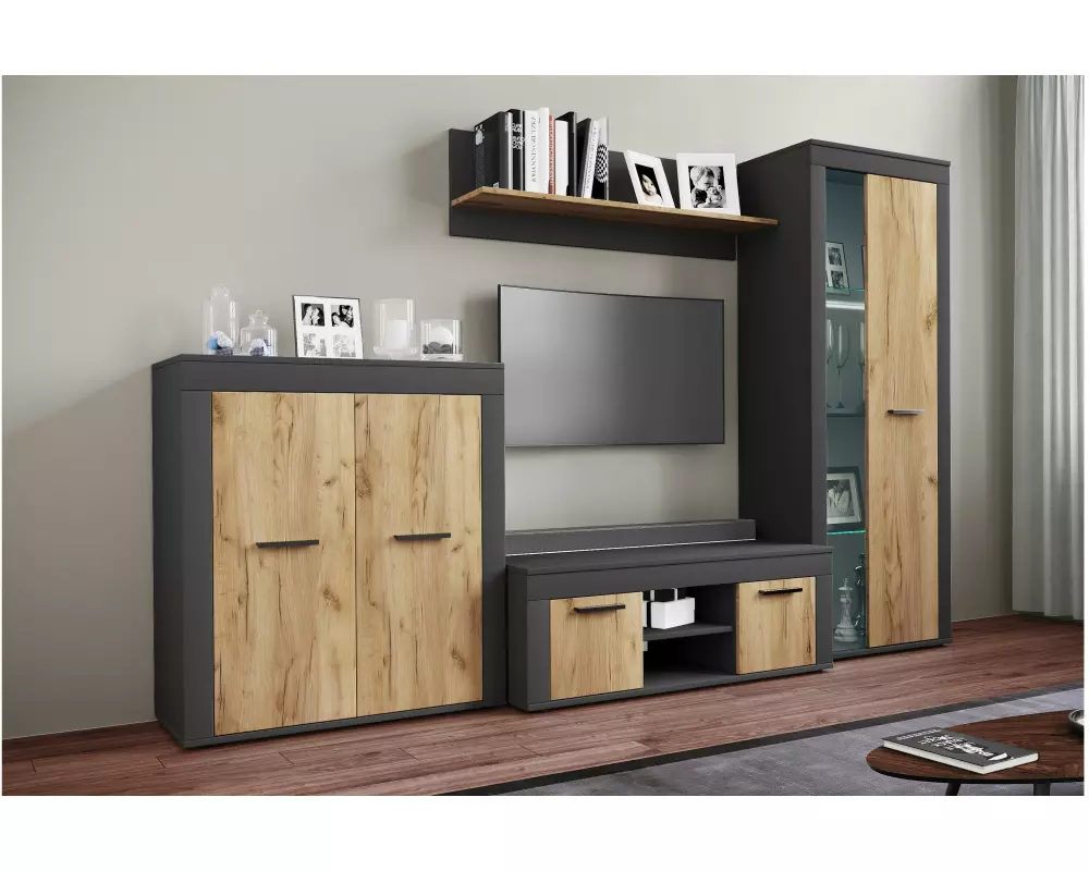 VCM TV-Möbel Usilo L 102 x 45 cm, Braun/Grau