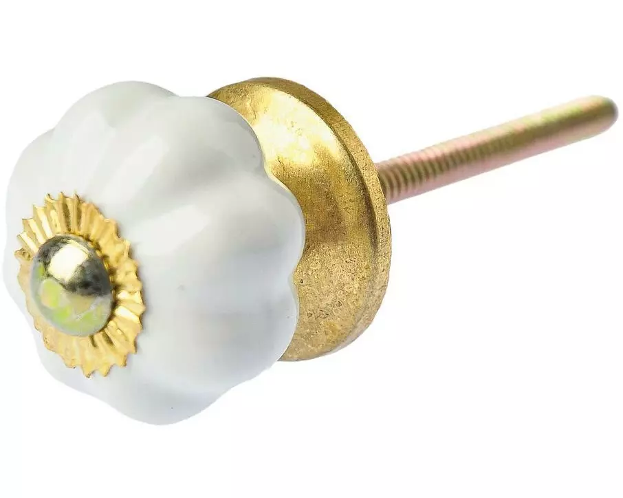 Tranquillo Möbelgriff handgemacht, Ø 3 cm, Weiss/Gold