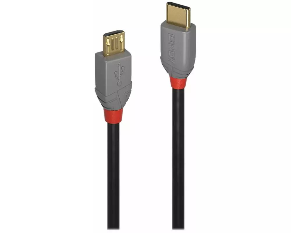 LINDY 1.5m USB 2.0 Type C to Micro-B Cable Anthra Line USB Type C Male to Micro-B Male