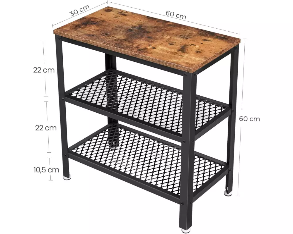 VASAGLE Beistelltisch 30 x 60 cm, Braun