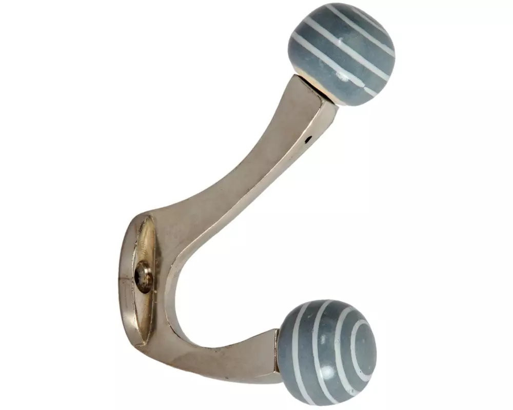 Tranquillo Wandhaken 2-fach, mit Streifen Blau/Weiss