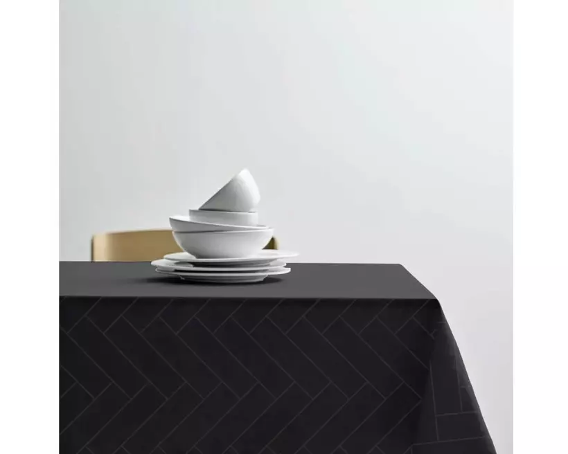 Södahl Tischdecke Tiles Damask 140 x 270 cm, Schwarz