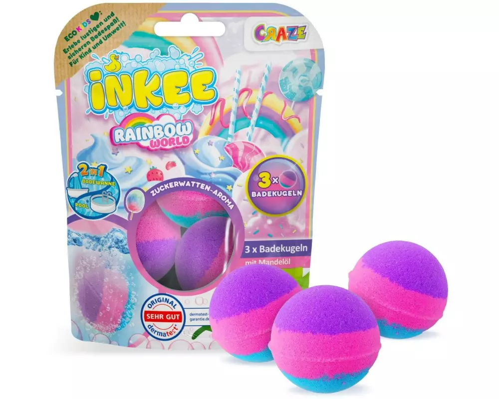 Craze Badekugel Inkee Rainbow World 3 Stück