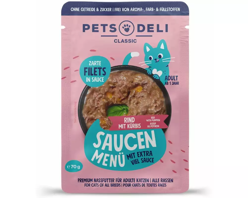 Pets Deli Saucen Menü Rind, Kürbis, 70 g