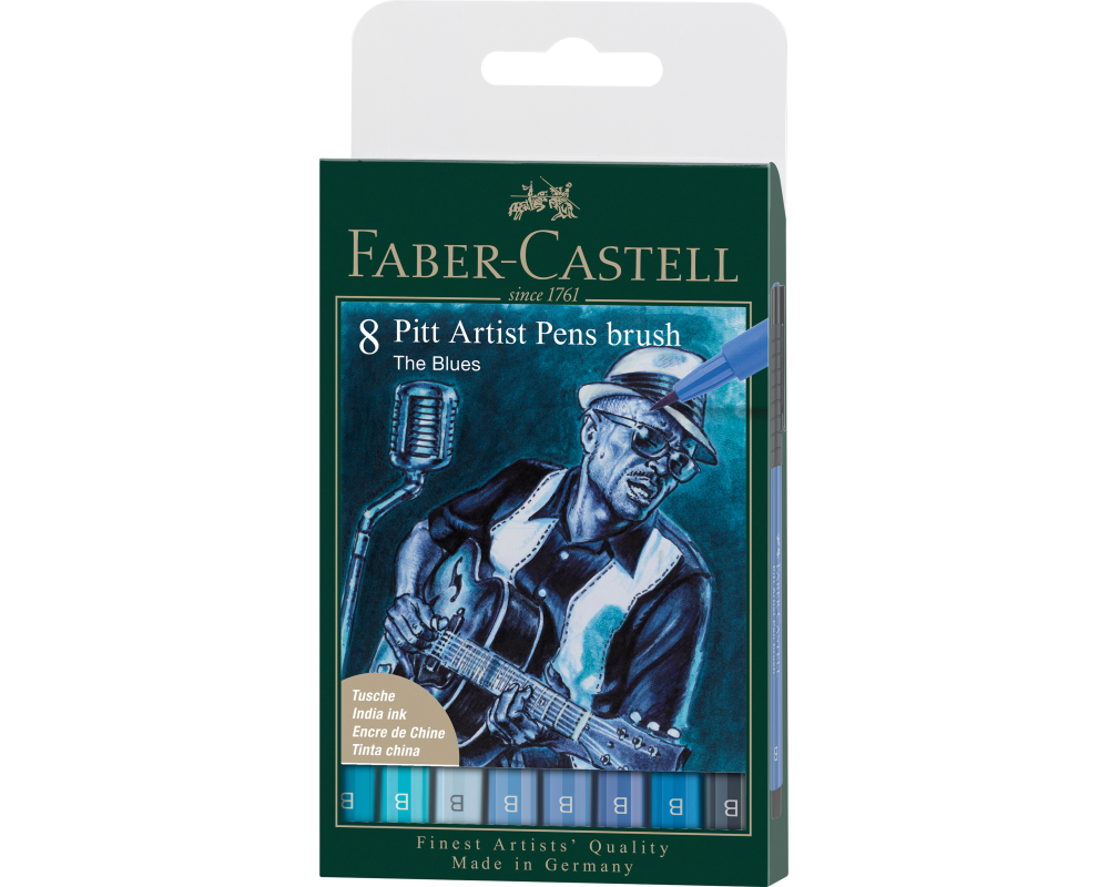 FABER-CASTELL Artist Pen Tuschestift 167173 Blues 8 Stk.