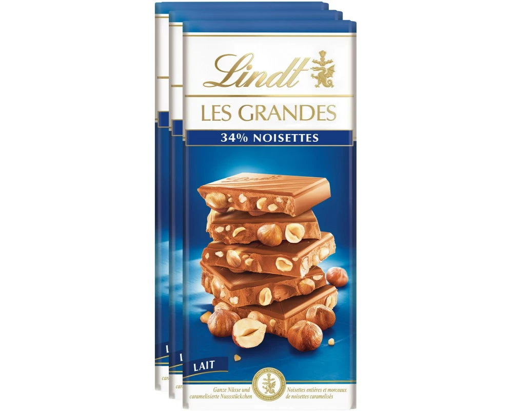 Lindt Tafelschokolade Les Grandes Milch Nuss 3 x 150 g