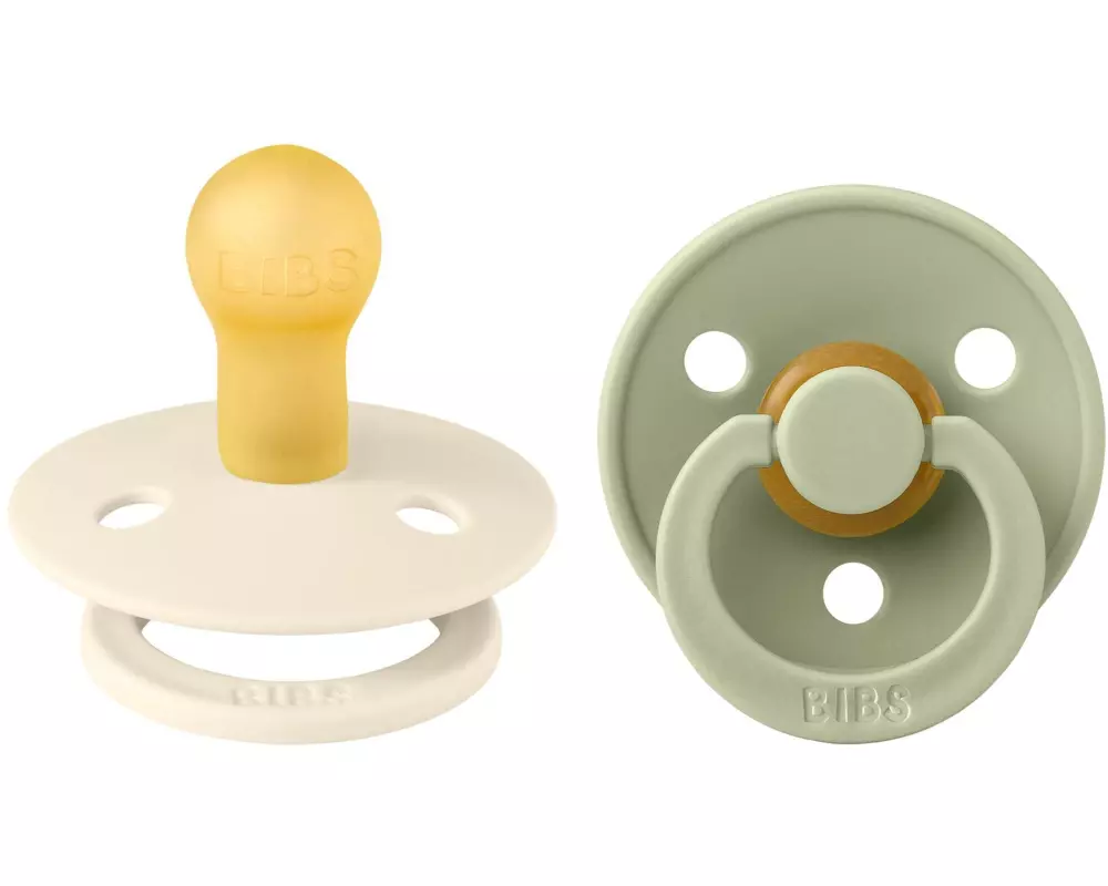 Bibs Nuggi rund Latex 2er Set Ivory/Sage Green 0-6 Mt.