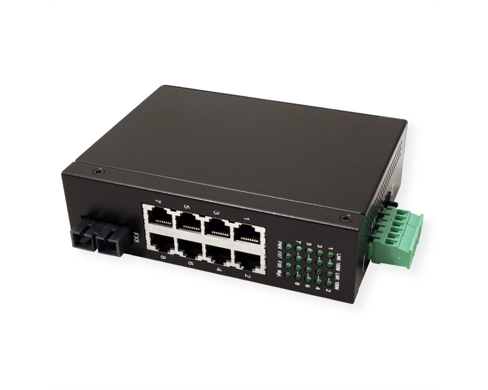 ROLINE Industrie Switch 7x RJ-45, 1x SC, unmanaged