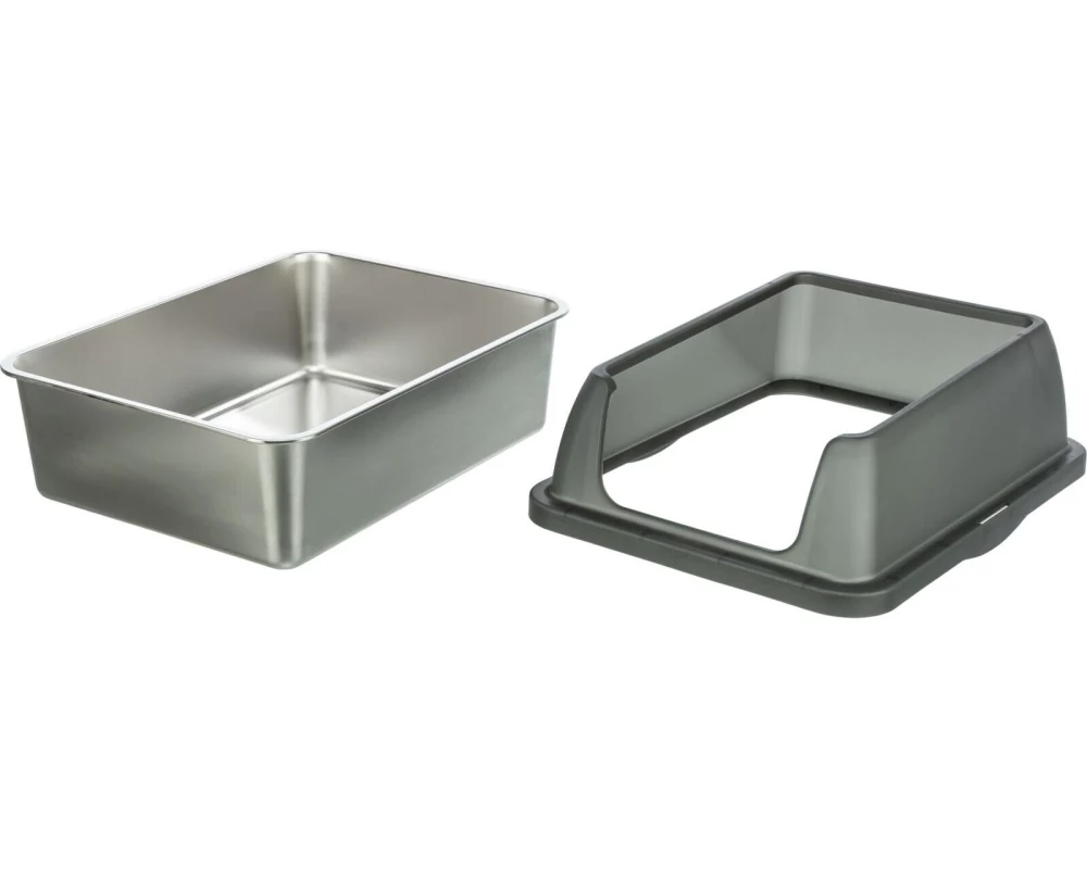 Trixie Edelstahltoilette mit Rand 40 x 29 x 52 cm, grau