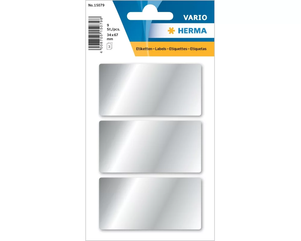 Herma Stickers Weihnachtssticker Silberetiketten, 3 Blatt / 9 Etiketten