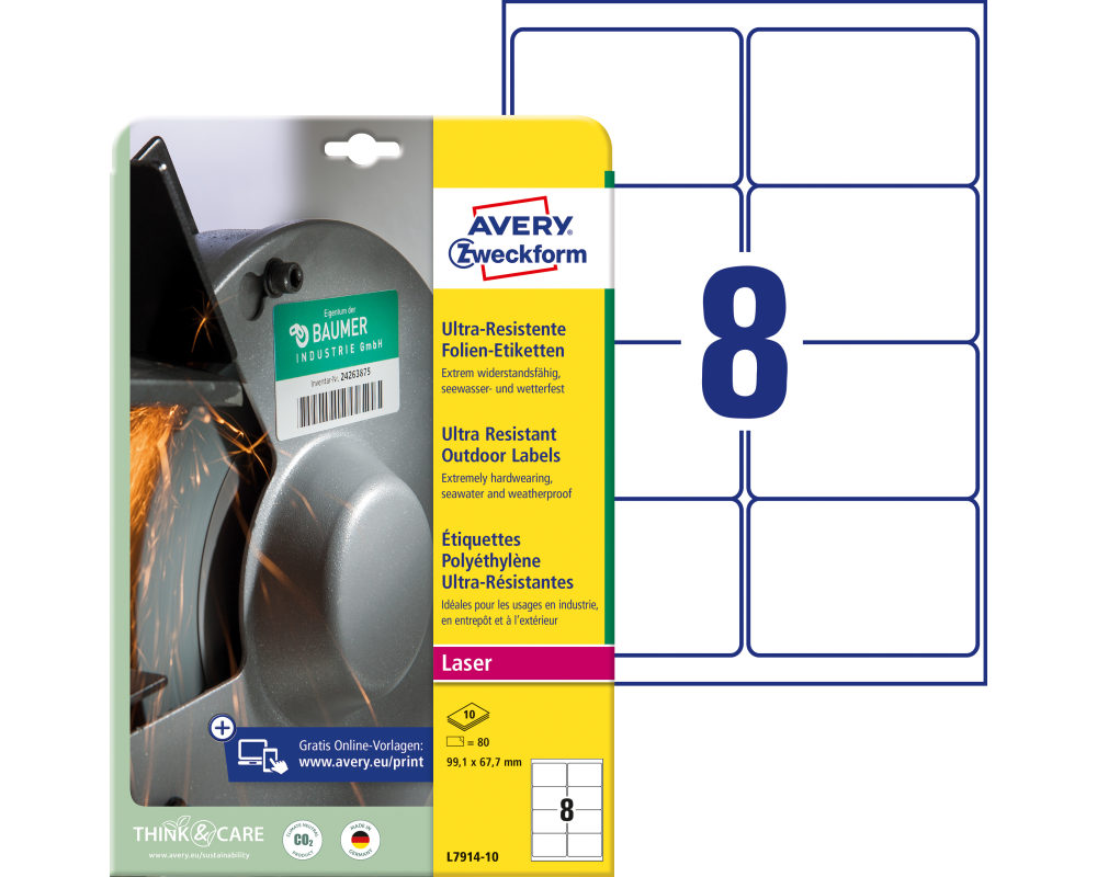 AVERY ZWECKFORM Etiketten 99,1x67,7mm L7914-10 weiss ultra-resistant