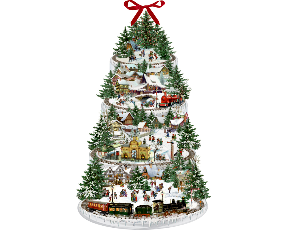 COPPENRATH Adventskalender 38x60cm 71890 Eisenbahn Tanne