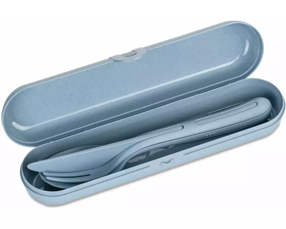 Koziol Besteck-Set to go Klikk Ready 3-teilig, Blau