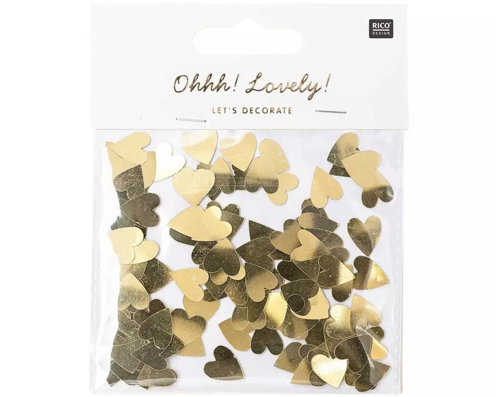 Rico Design Streudeko Herzen 100 Stück, Gold