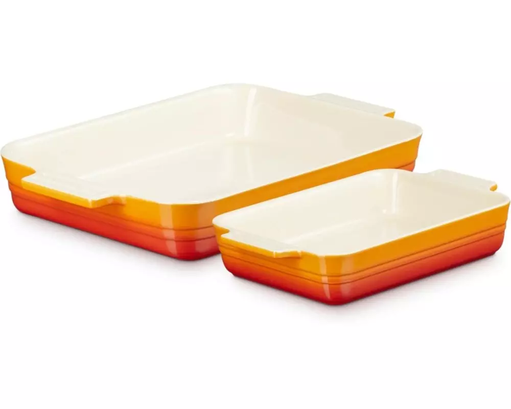 Le Creuset Auflaufformen Set Eckig, Orange/Rot