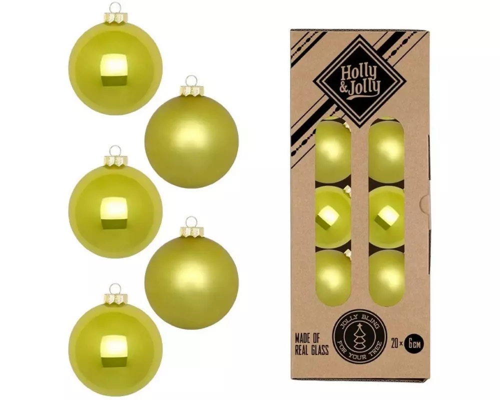 Holly & Jolly Weihnachtskugel Juicy Lime Ø 6 cm, 20 Stück