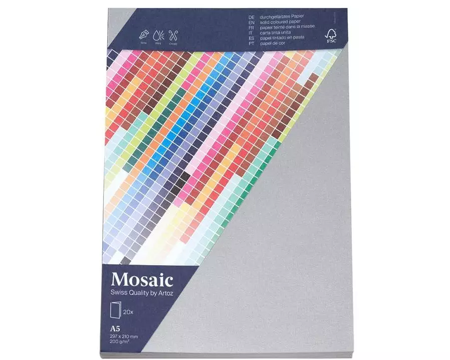 Artoz Blankokarte Mosaic A5, 20 Stück, Silber
