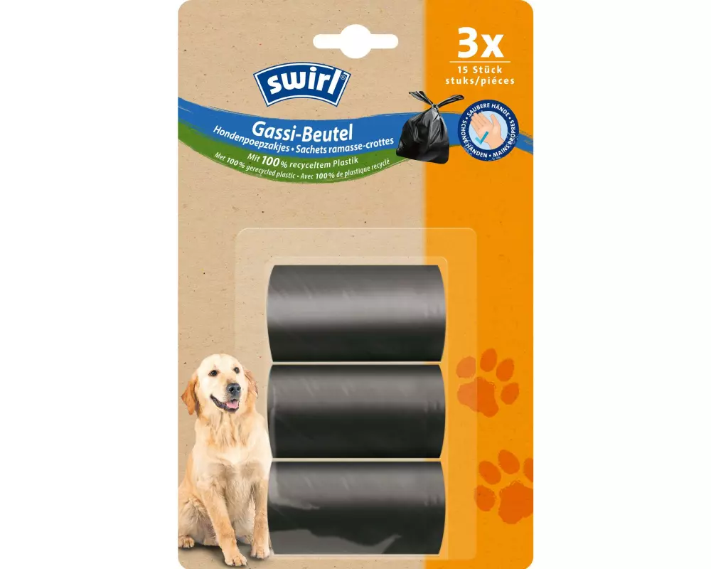 Swirl Gassi-Beutel mit Tragegriffen mit Tragegriff, 36 Stück
