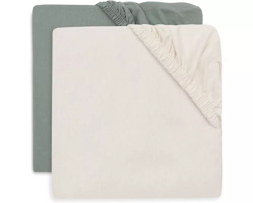 Jollein Fix-Leintuch 2er Set 40/50 x 80/90 cm, Sea Green/Ivory