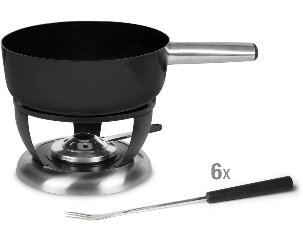 Stöckli Käsefondue-Set Bellavista Emotion 8 Teile, Schwarz