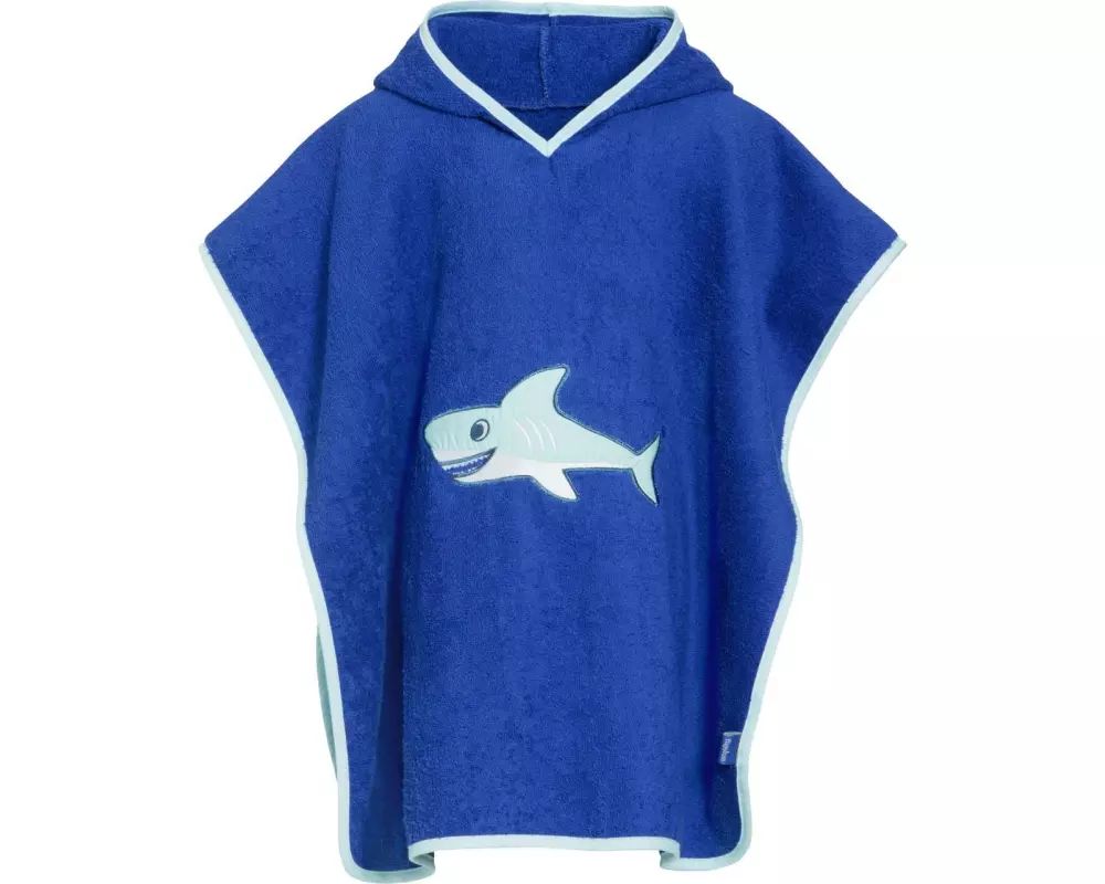 Playshoes Frottee-Poncho Hai L, Blau