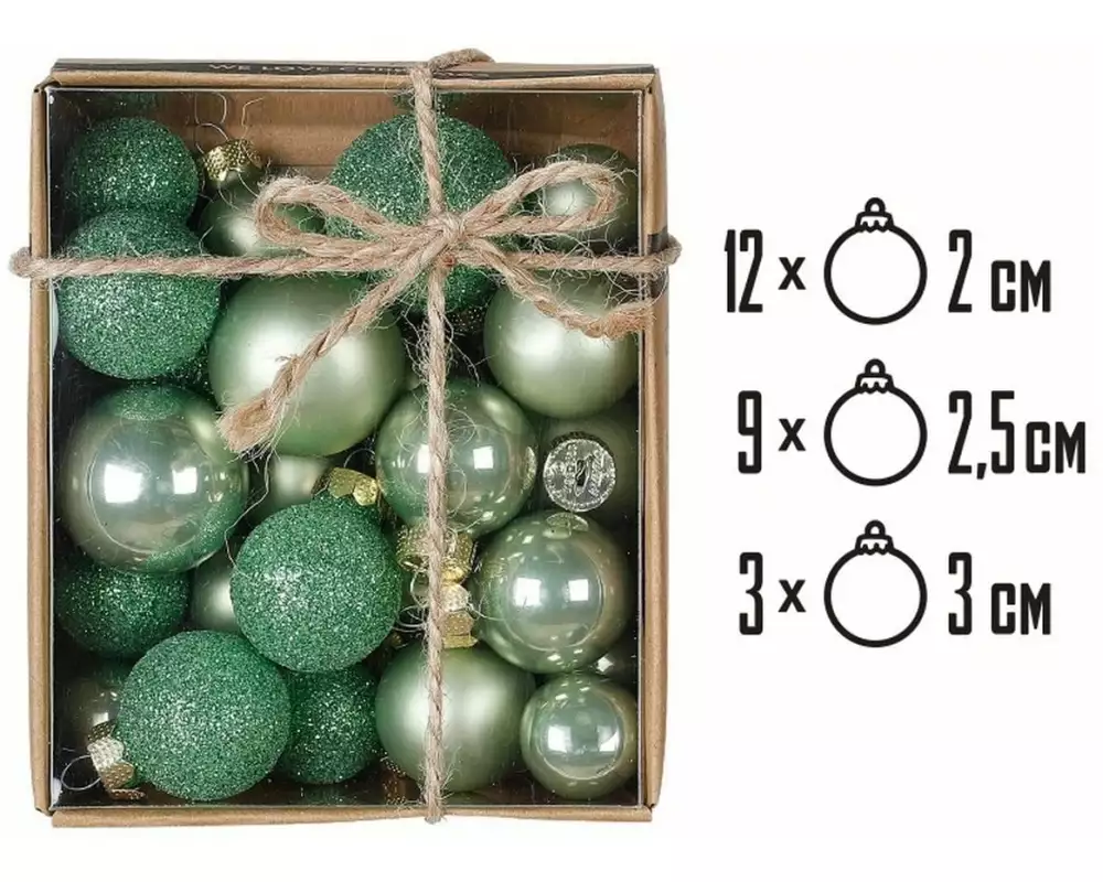 Holly & Jolly Weihnachtskugel Mini Mild Sage Ø 2-3 cm