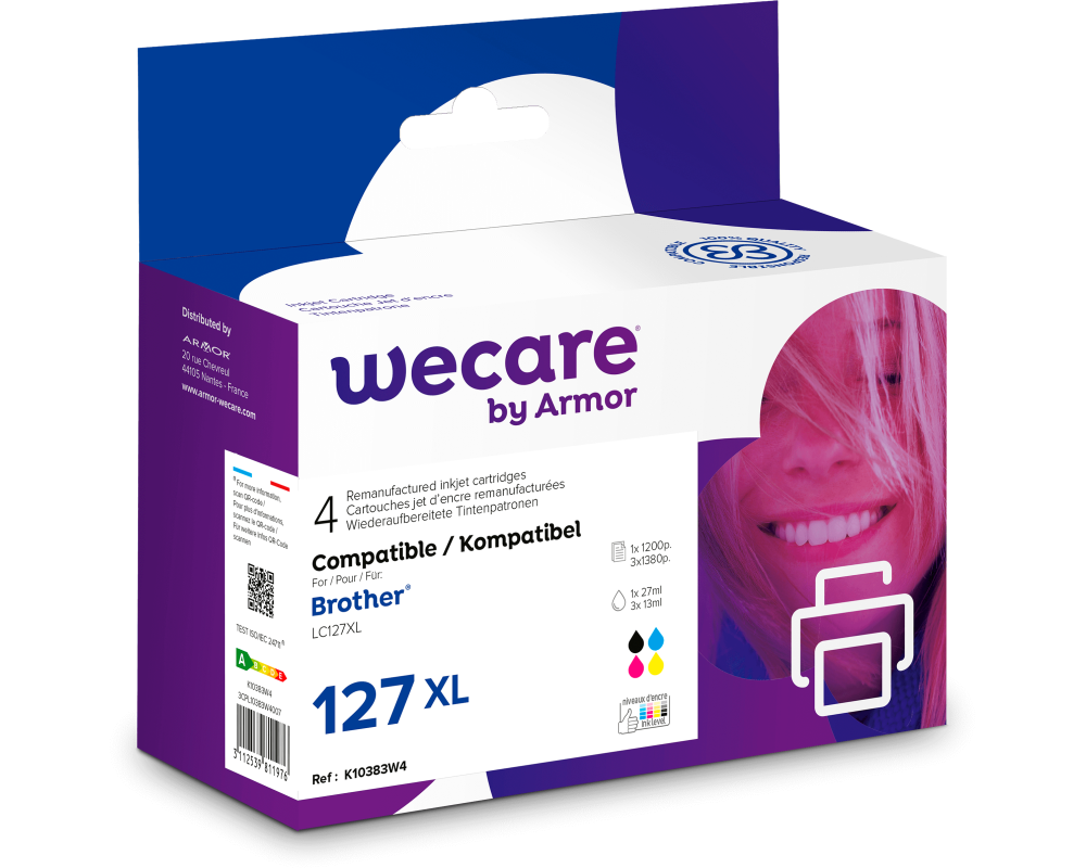 WECARE Multipack XL rebuilt CMYBK LC-127XLVAWE z.Brother DCP-J4110 27/3x13ml