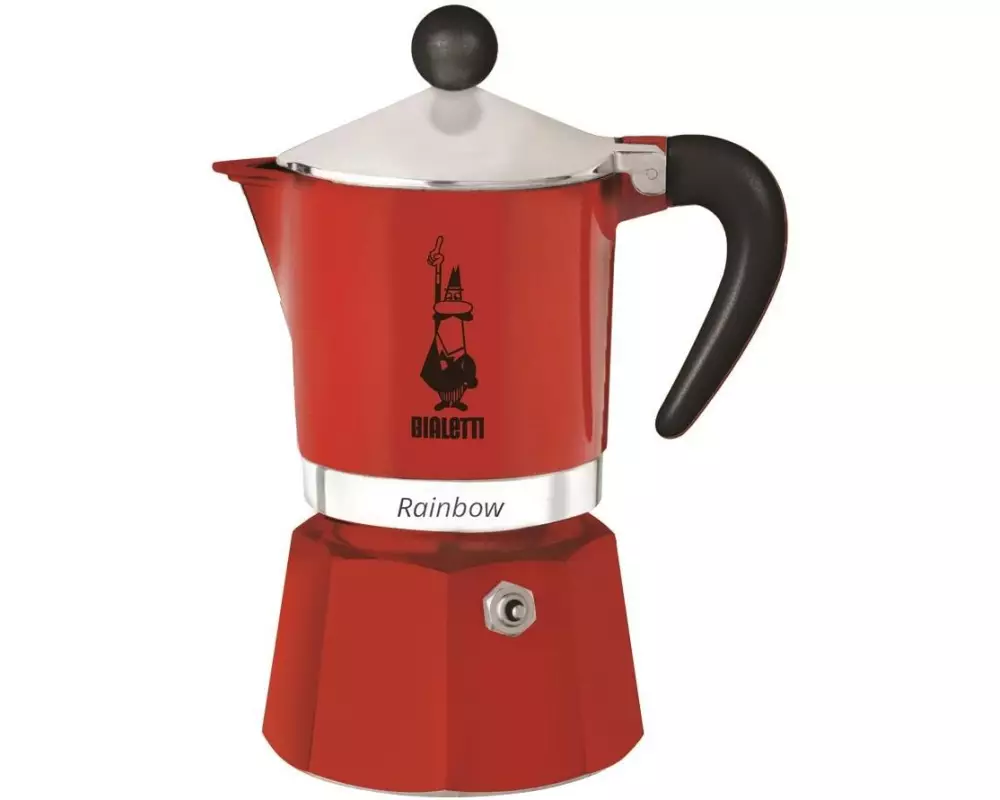 Bialetti Espressokocher Rainbow 3 Tassen, Rot