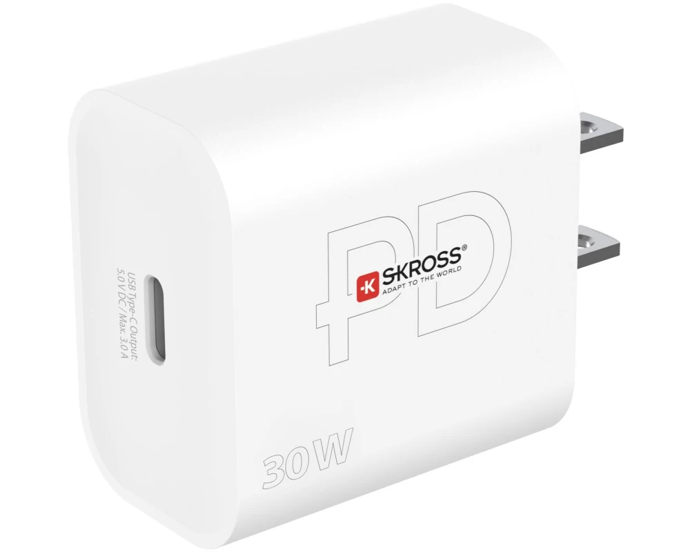 SKROSS USB-Wandladegerät USB-C Power Delivery, US, 30 W, Weiss