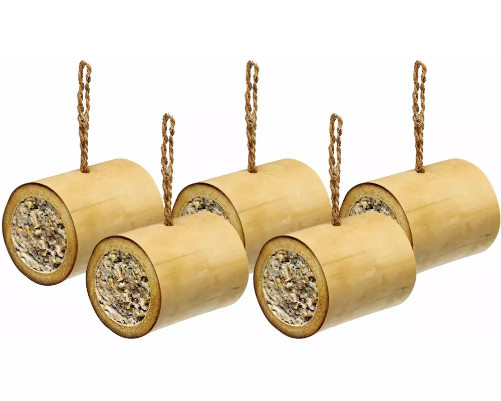 Eric Schweizer Wintervogelfutter Bambusrohr mit Fettfutter, 5 Stück