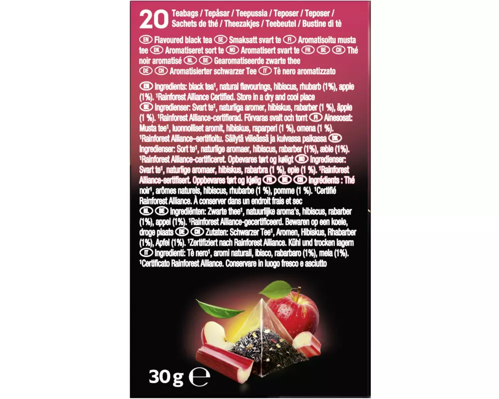 Lipton Teebeutel Schwarztee Apple Rhubarb 20 Stück