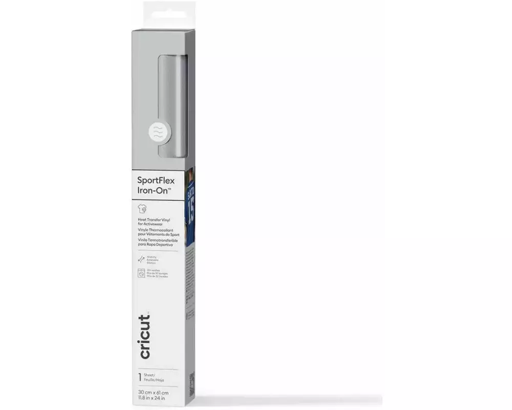 Cricut Aufbügelfolie Sportflex 30 x 61 cm, 1 Stück, Silber