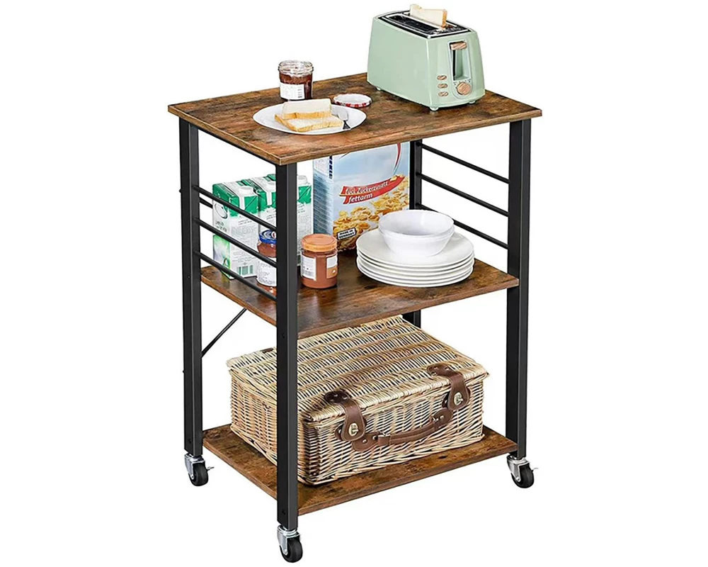 relaxdays Küchenwagen 89 x 60 x 40 cm Braun/Schwarz