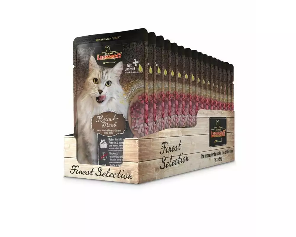 Leonardo Cat Food Nassfutter Fleisch-Menü, 16 x 85 g
