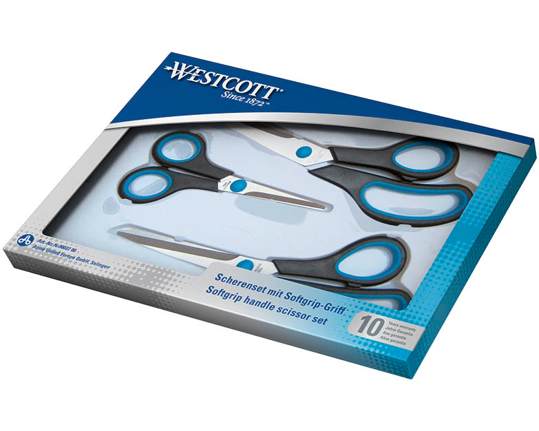 WESTCOTT Scheren-Set 13/21/25cm N-9002700 schwarz/blau 3 Stück