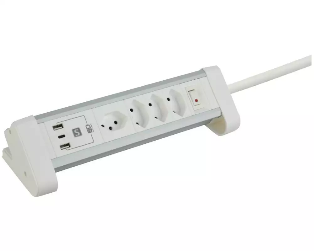 Schönenberger Steckdosenleiste 4 x T13, 1 x USB-C / 2 x USB-A 2 m