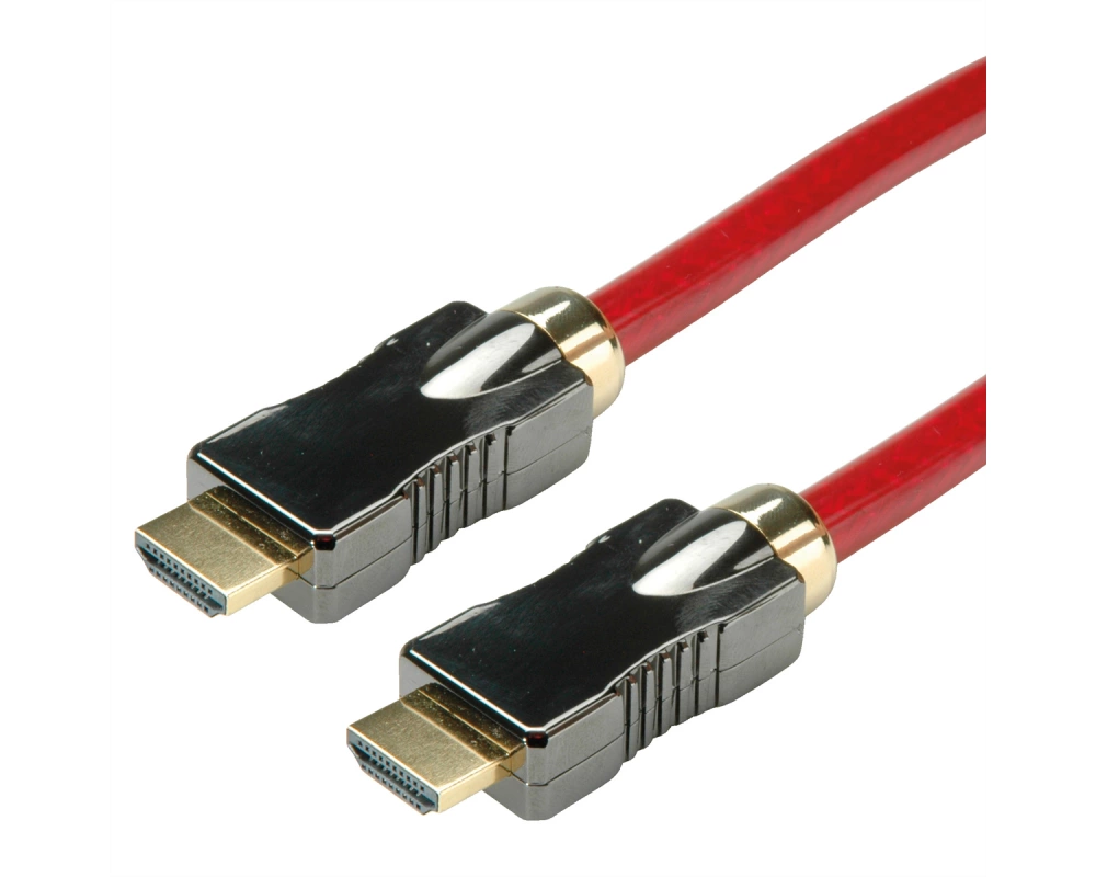 ROLINE 8K HDMI Ultra HD Kabel mit Ethernet, ST/ST, rot, 3 m