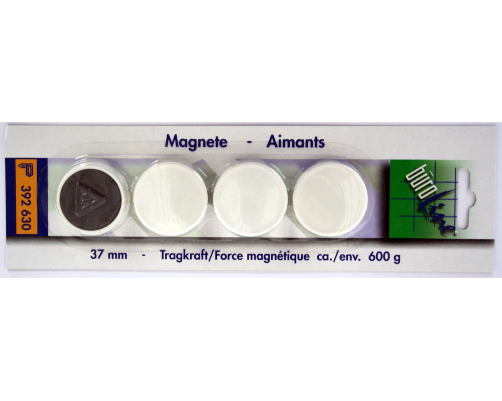 BÜROLINE Magnet 37 mm 392630 weiss 4 Stück