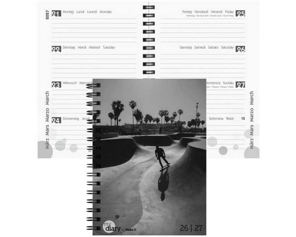 Biella Schulagenda mydiary Wire-O 2026/27 Skater, 12 x 16.5 cm