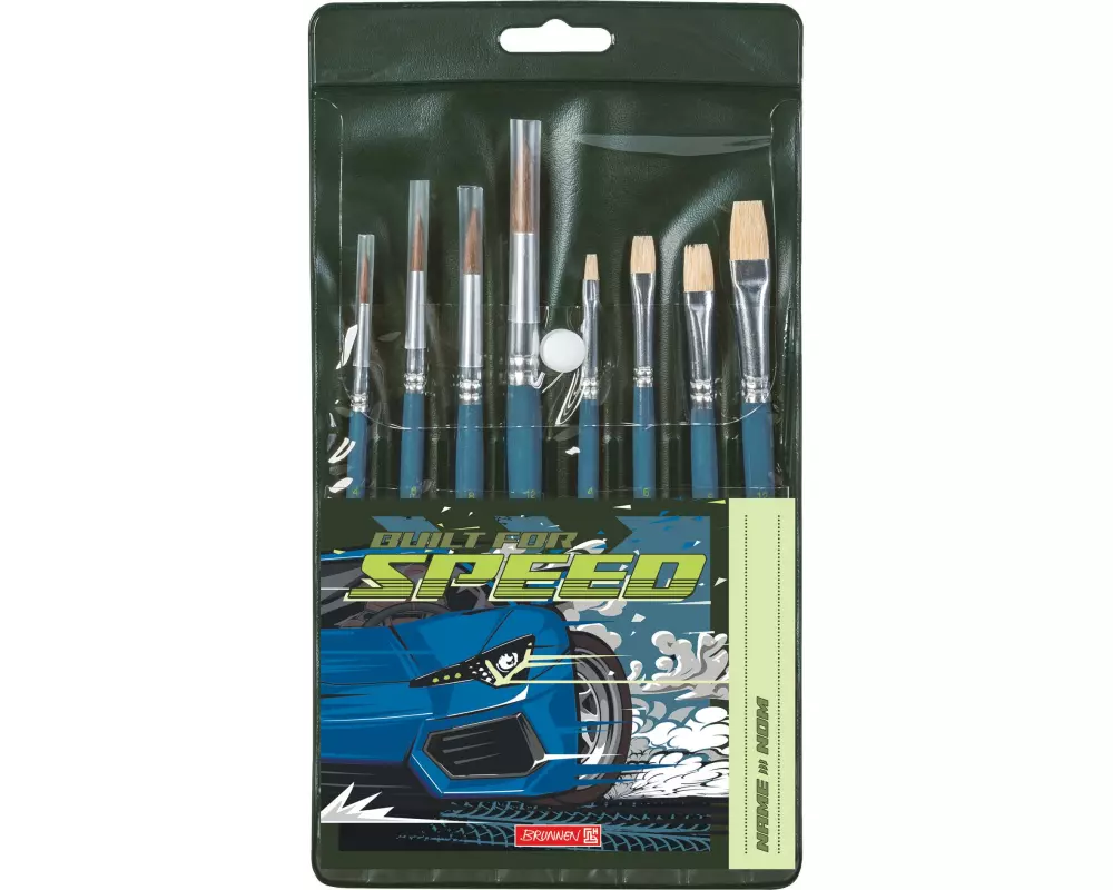 Brunnen Schulpinsel-Set Fast Wheels, 8 Pinsel