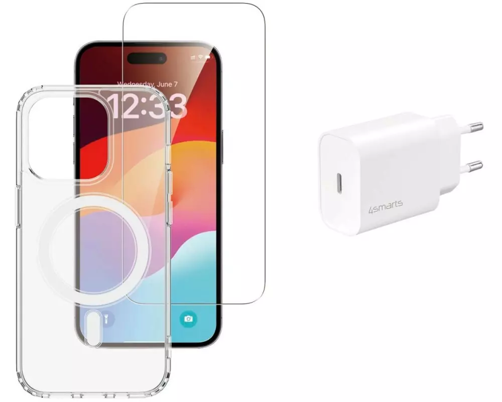 4smarts Back Cover 3in1 Premium Starter Set iPhone 15 Pro