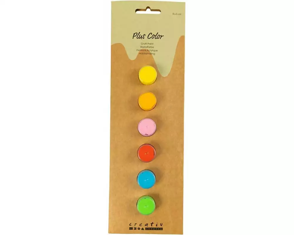 Creativ Company Acrylfarbe Hobbyfarbe Plus Color 6 x 5 ml, Sortierte Farben