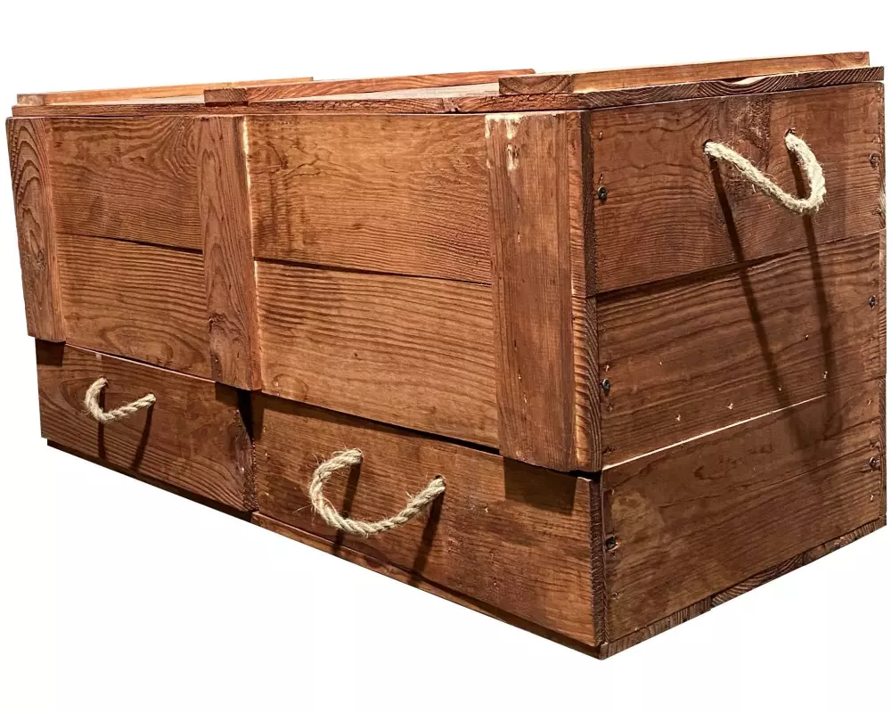 Holz Zollhaus Truhe Vintage Braun, 85 x 40 cm