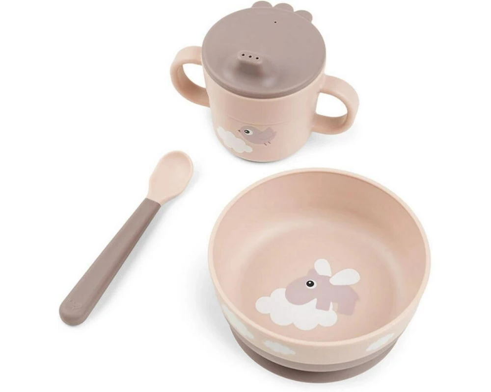 done by deer Kindergeschirrset Foodie first meal Happy Clouds Rosa