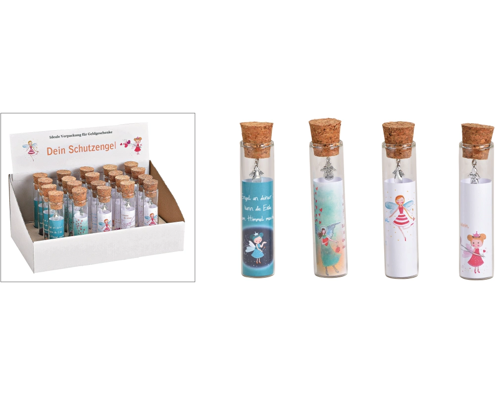 ROOST Glasflasche Schutzengel 10040929 2x14x2cm 4 ass.