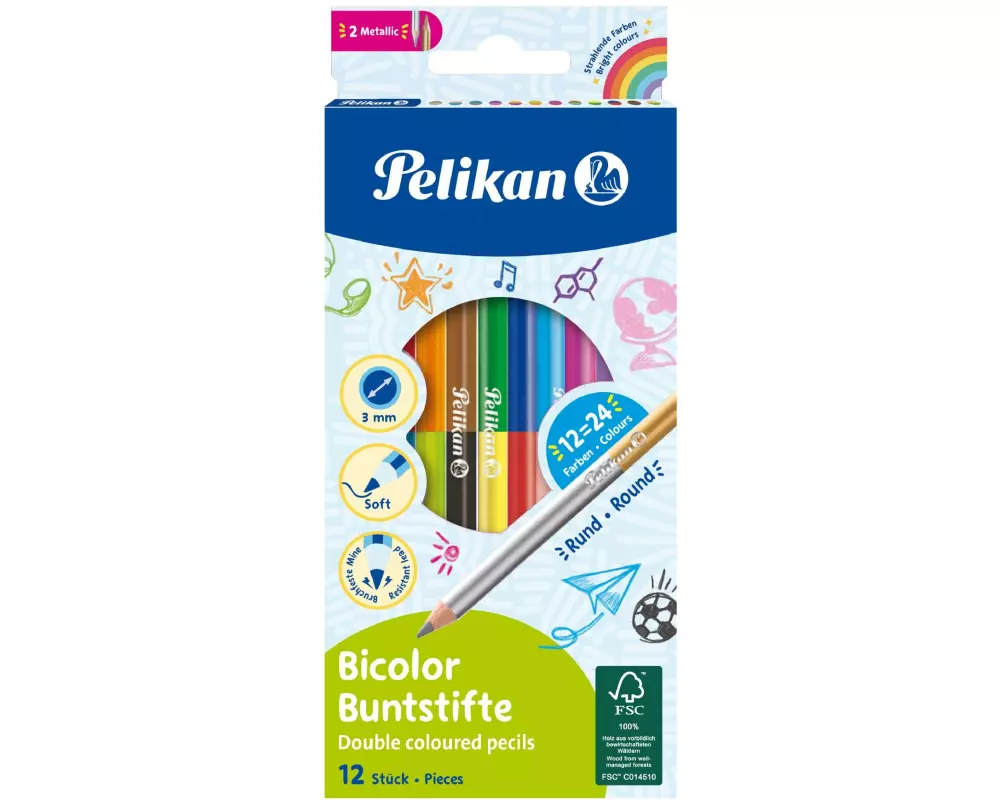 Pelikan Farbstifte Bicolor 12er-Set mir 24 Farben