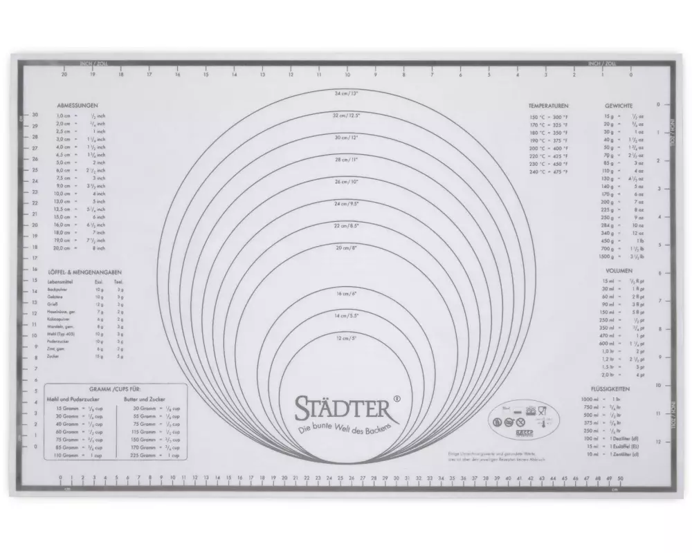 Städter Backmatte 60 x 40 cm 1 Stück, Weiss, 60 x 40 cm